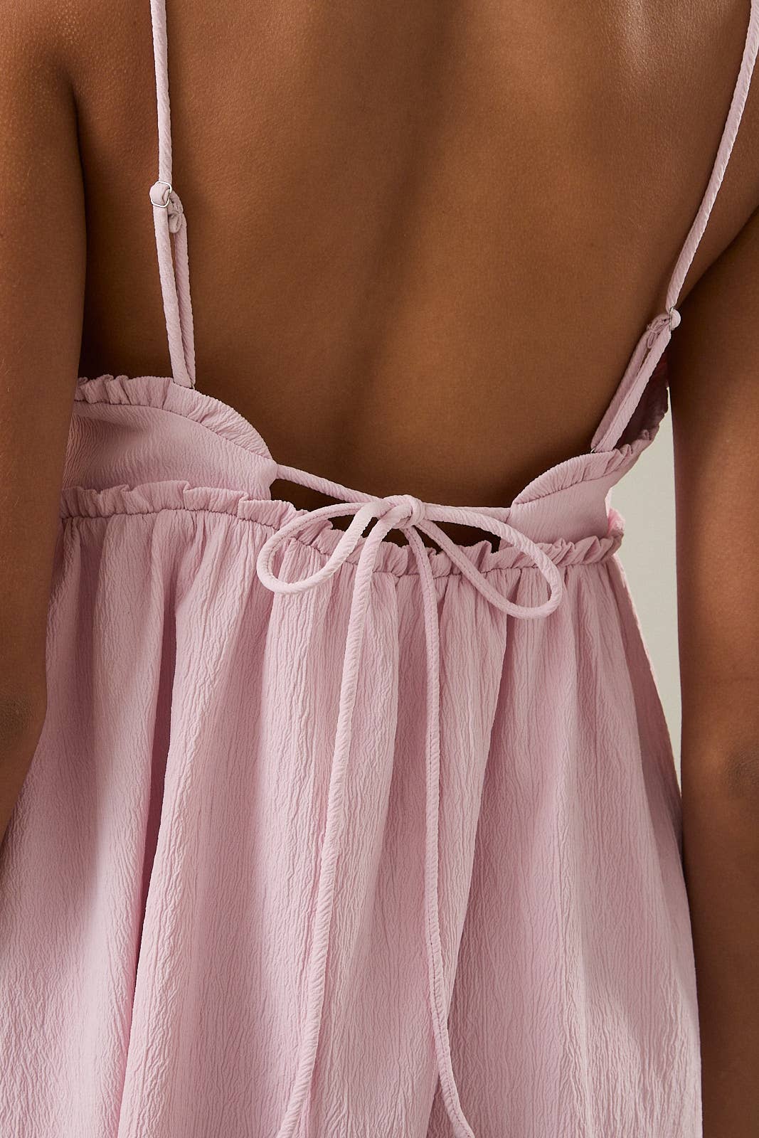 RUFFLE DETAIL SPAGHETTI STRAP SLEEVELESS A-LINE MINI DRESS: Red / M