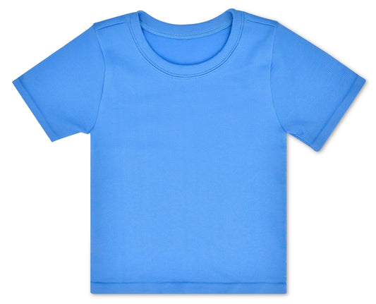 BRIGHT BLUE RIBBED SHORT SLEEVE SHIRT (SMALL / MED (7-10))