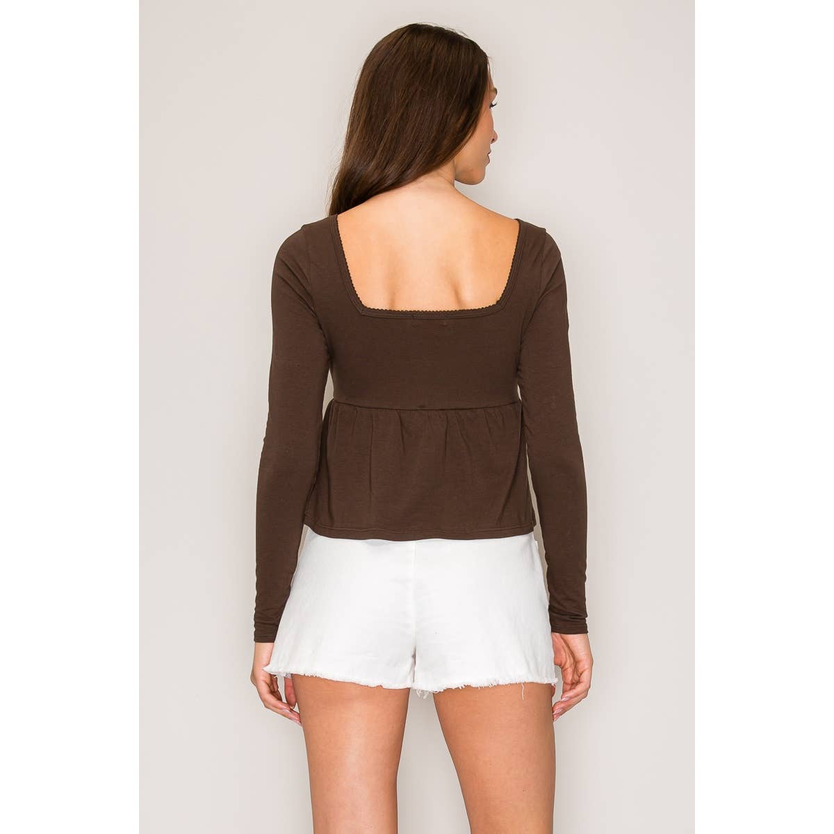 Long Sleeve Babydoll Top: Black / S-M-L(2-2-2)
