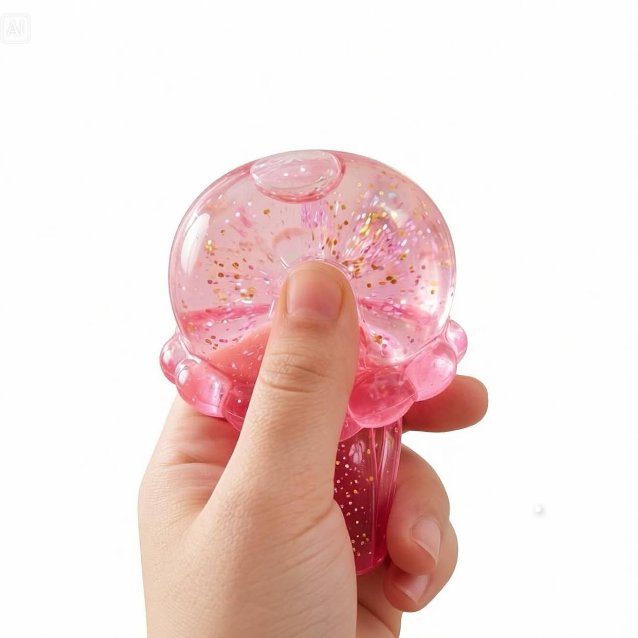 Glitter Jellyfish Squishy Slow Rising Stress Relief Toy: Pink