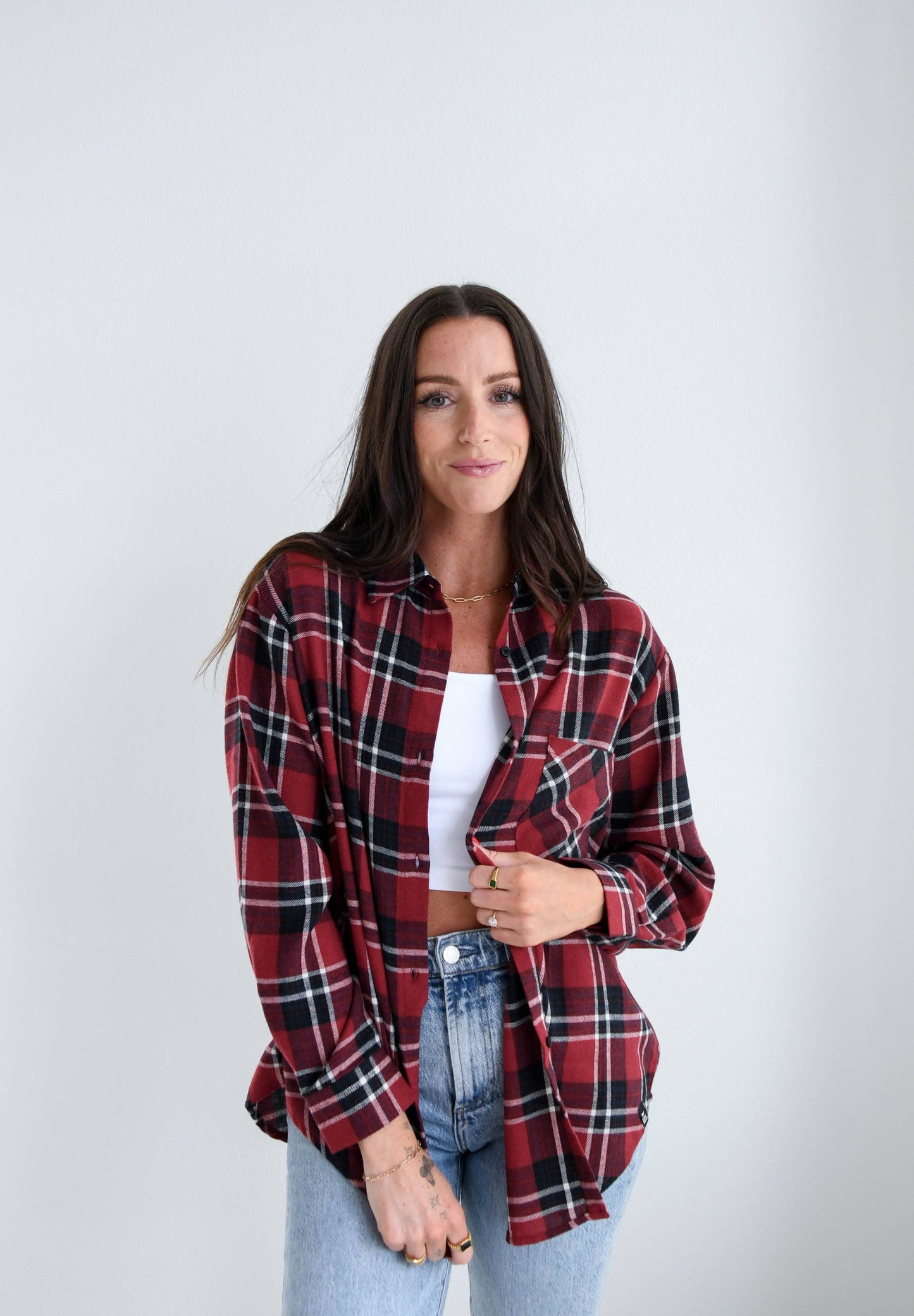 Indiana Meyer Varsity Oversized Plaid: REDBLACKWHITE / S