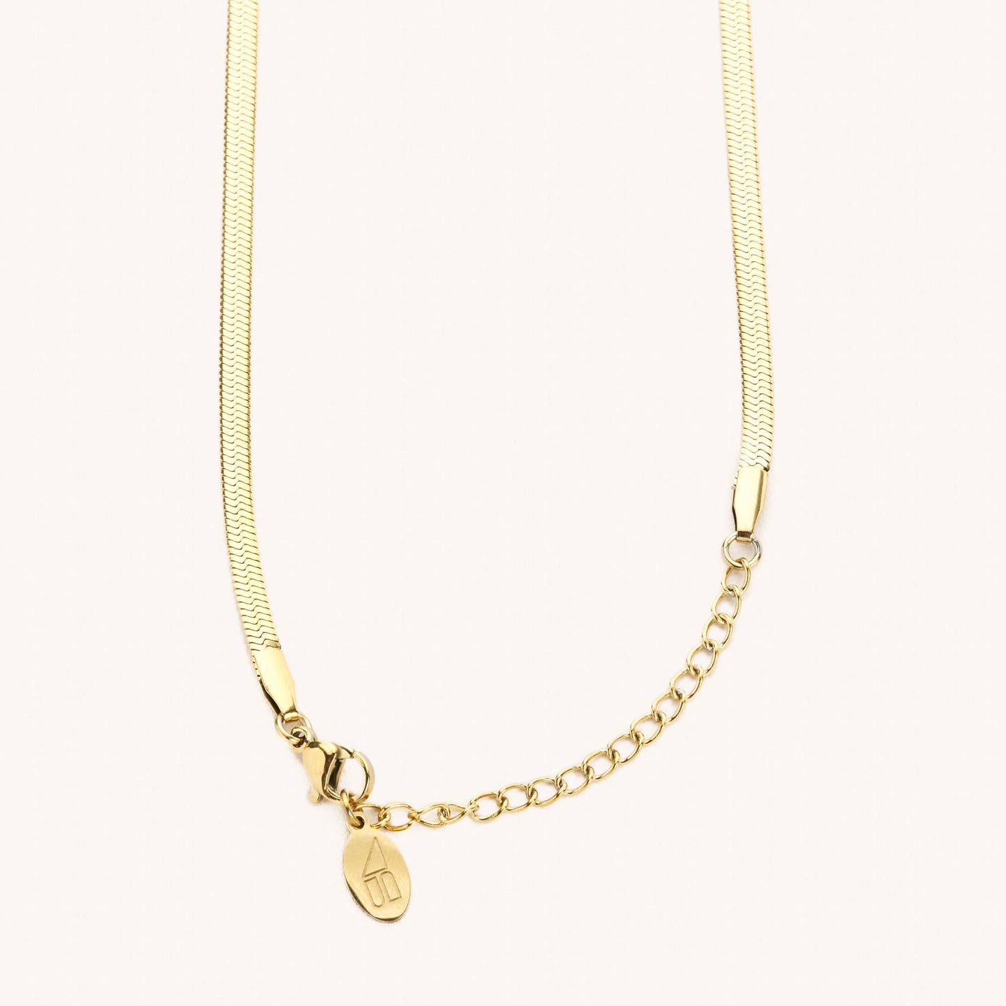Gold Herringbone Necklaces- Stainless Steel: Skinny 3MM