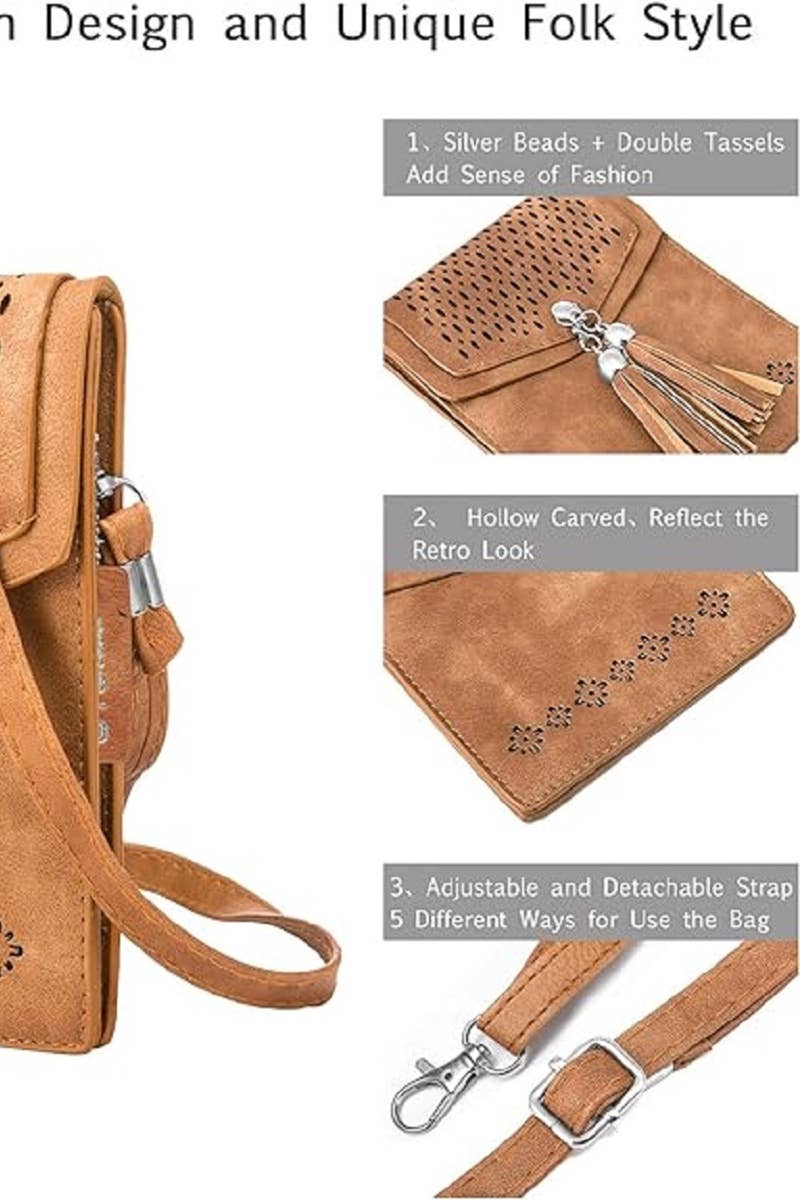 Western Crossbody Phone Purse Flap Shoulder Bag: CAMEL / ONESIZE1 (ONE SIZE)