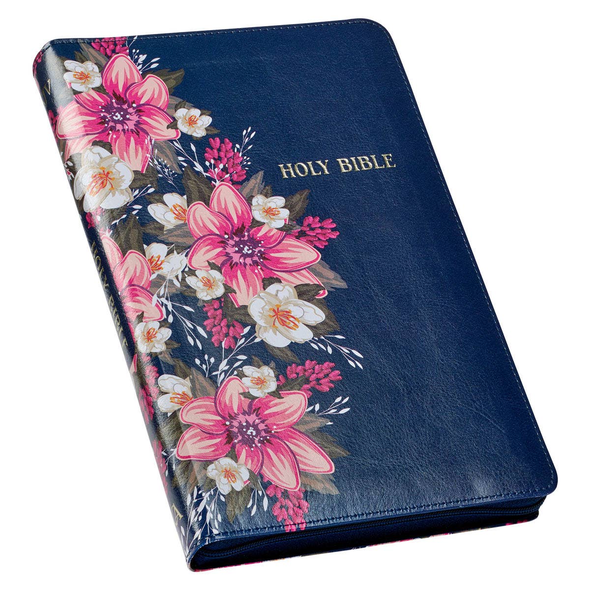 Floral Blue Faux Leather King James Version Deluxe Gift Bibl