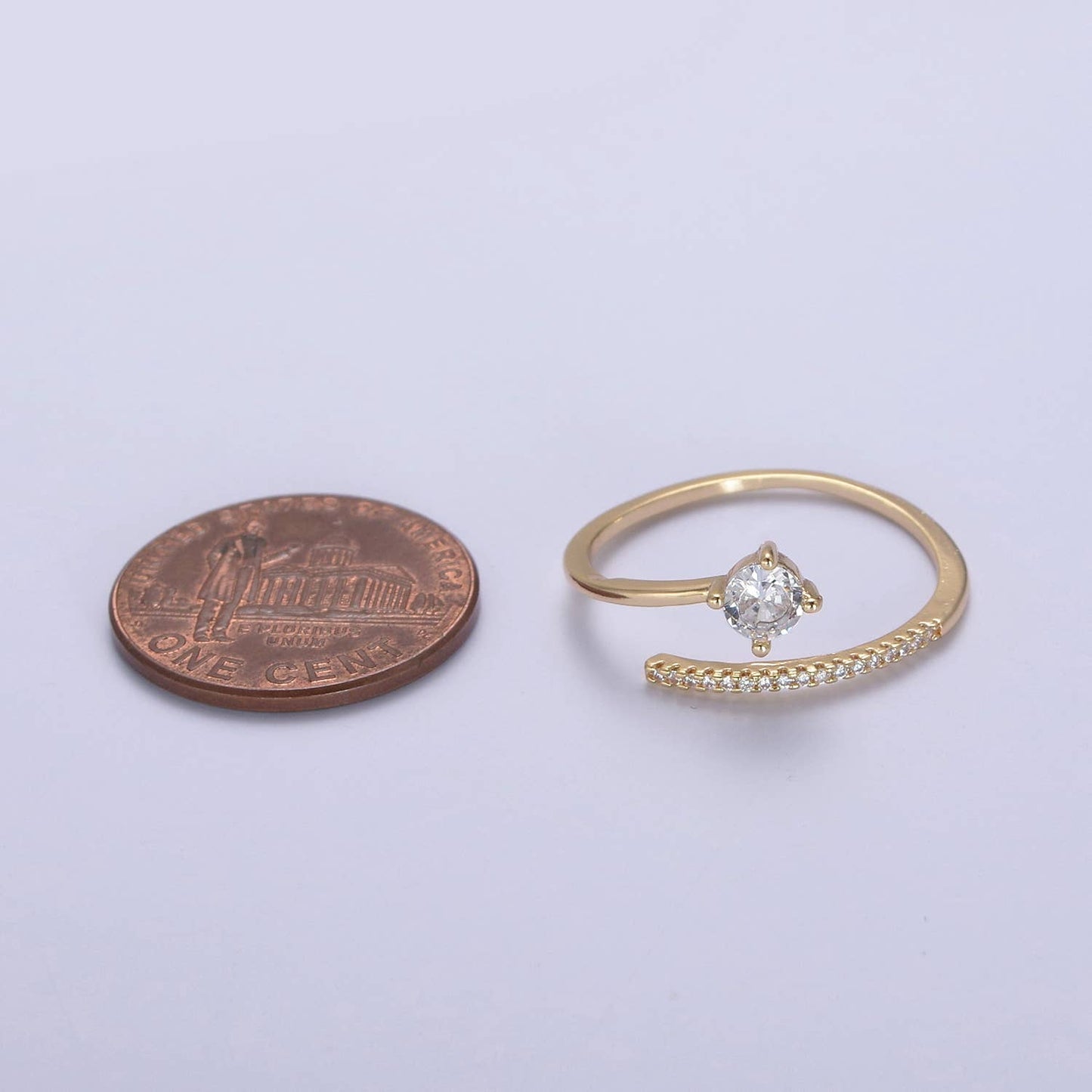 Elegant CZ Stone Micro Pave Minimalist Open Adjustable Ring