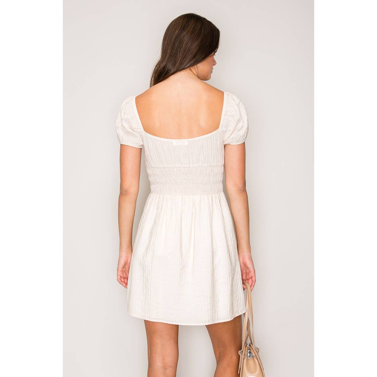Puff Sleeve Tiered Mini Dress: Black / S-M-L(2-2-2)