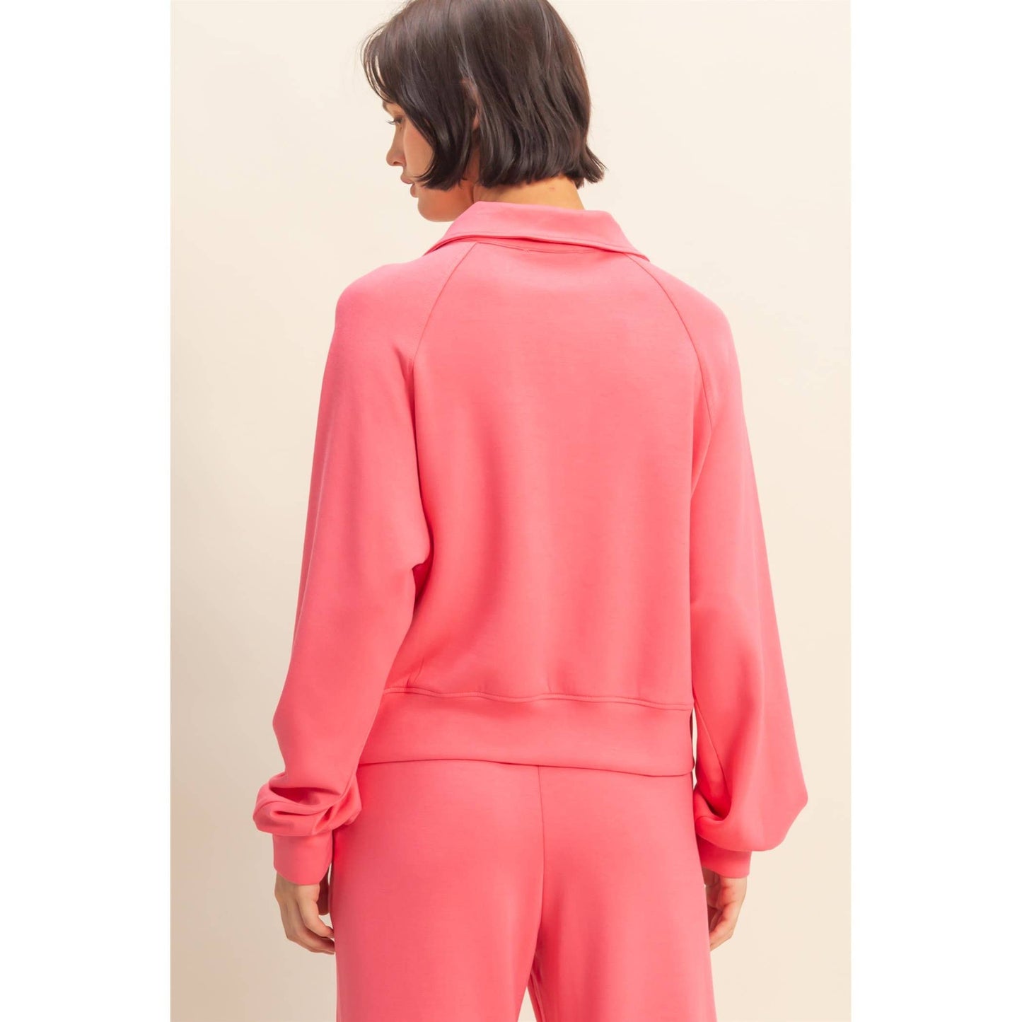 Scuba Half Zip-Up High Neck Collar Sweatshirt: BLACK / S-M-L(2-2-2)