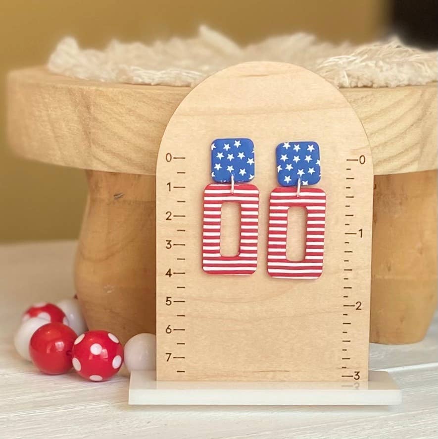 Red, White & Blue Clay Earrings: Star Studs