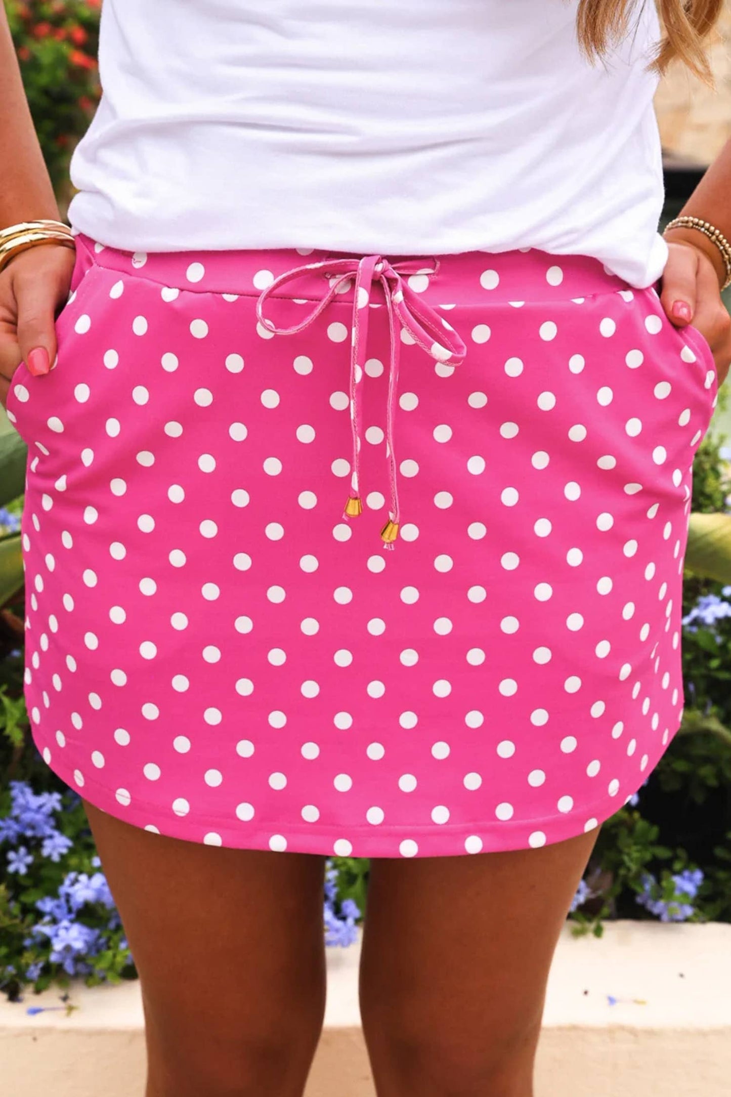 LDC Polka Dot High Waist Shift Short Skort: Black / M