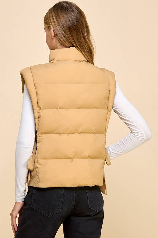 CV1231-Zipper Front Puffer Vest: KELLY GREEN / M