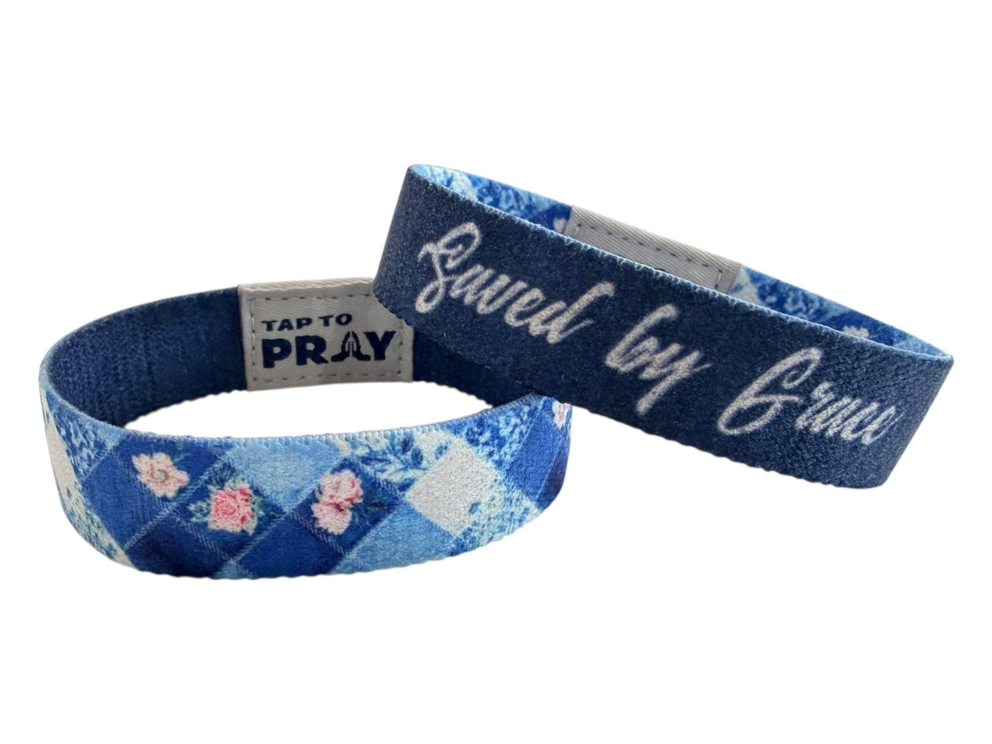 Tap To Pray® Wristband – Patchwork - Saved by Grace: Medium