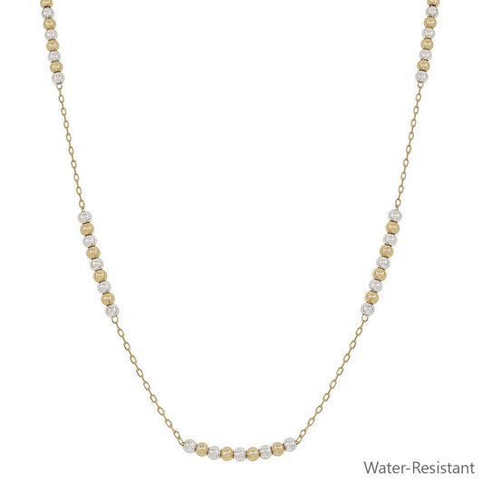Water Resistant 5 Station Gold and Silver 4MM Beaded 16"-18" Necklace