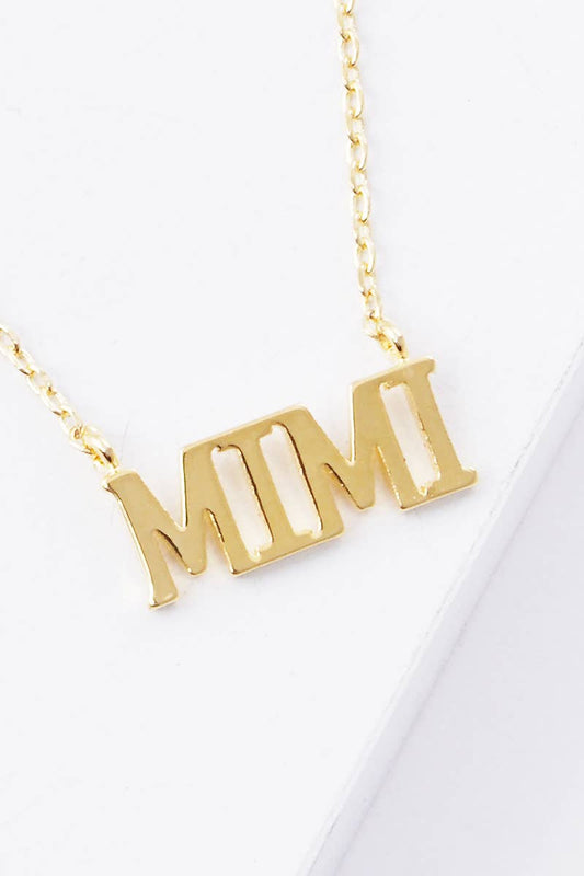 Gold Plated Bold Letter Mimi Necklace: Gold