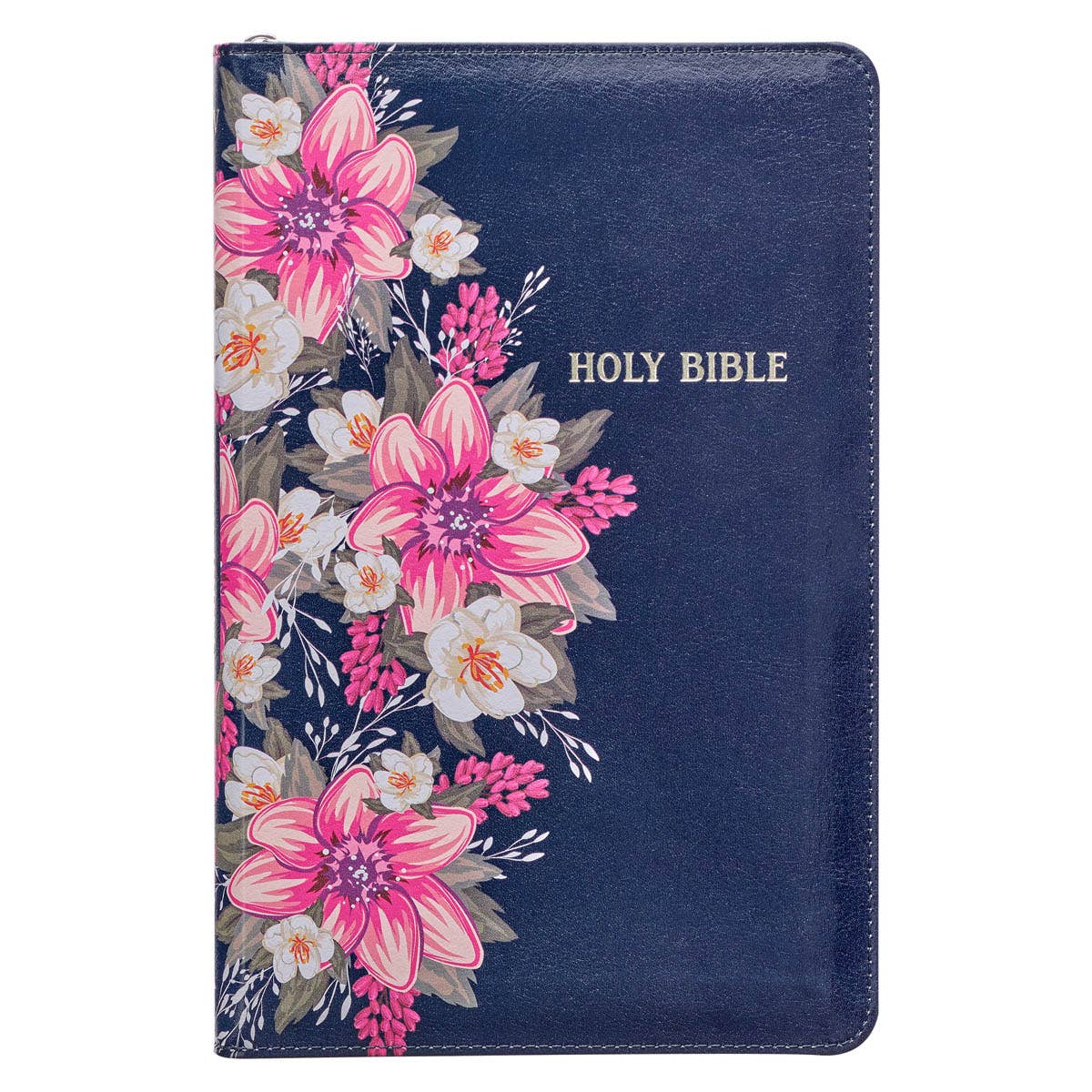 Floral Blue Faux Leather King James Version Deluxe Gift Bibl
