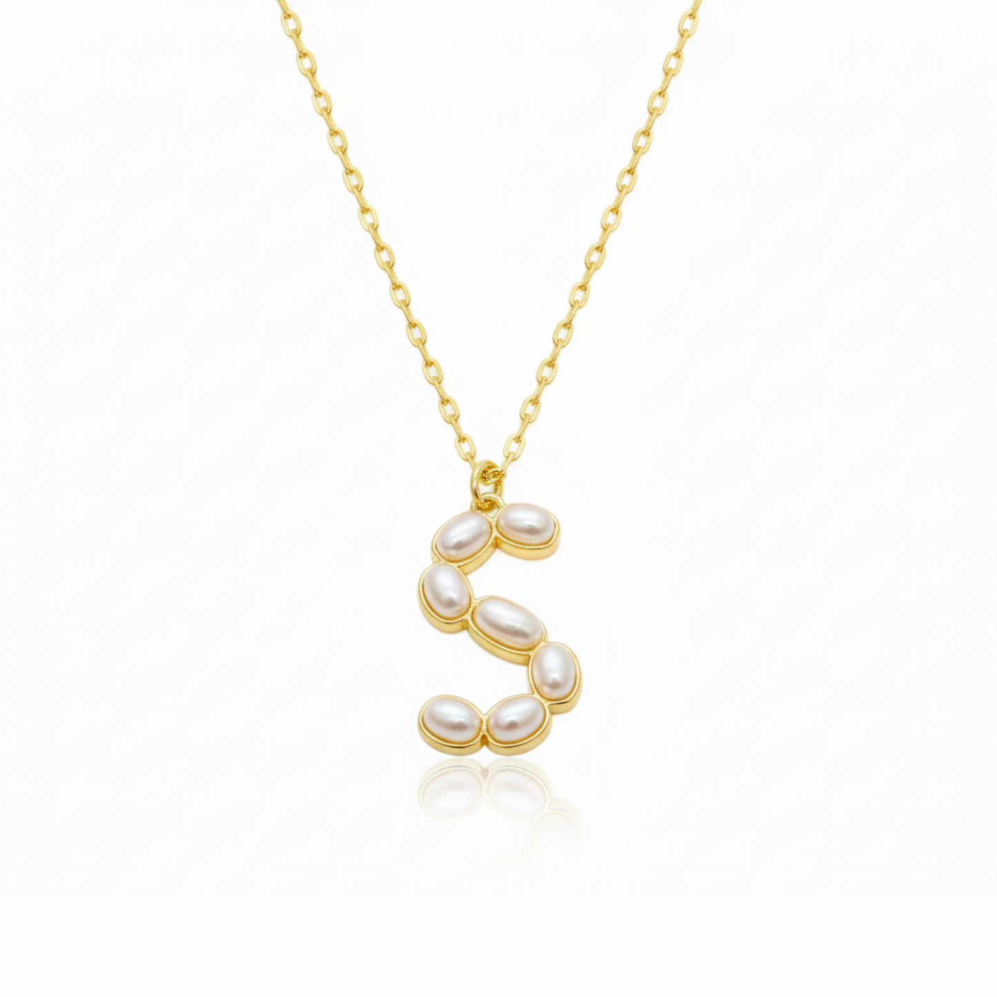 Pearl Mosaic Initial Pendant Necklace: P