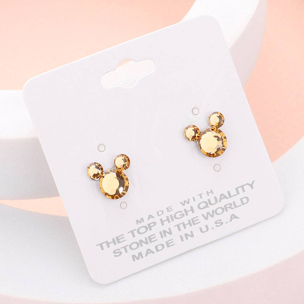 Mouse Character Stud Earrings: Pink