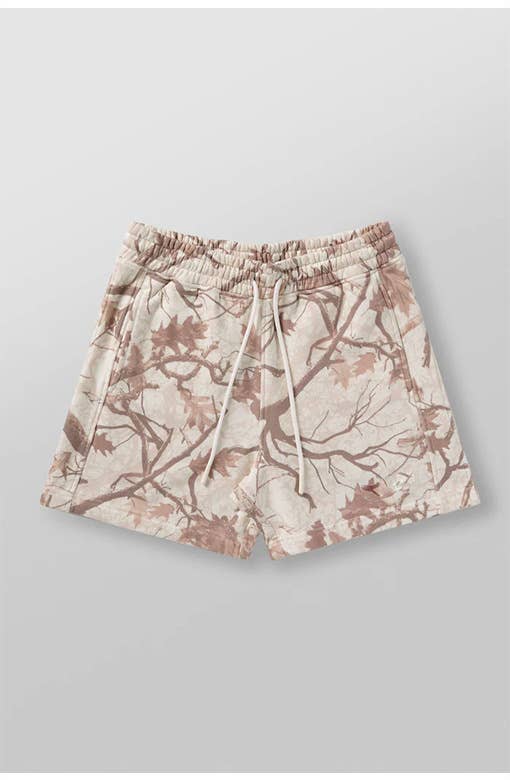 Essential woodland tree camo workout shorts - 4 colors: Cement / XL