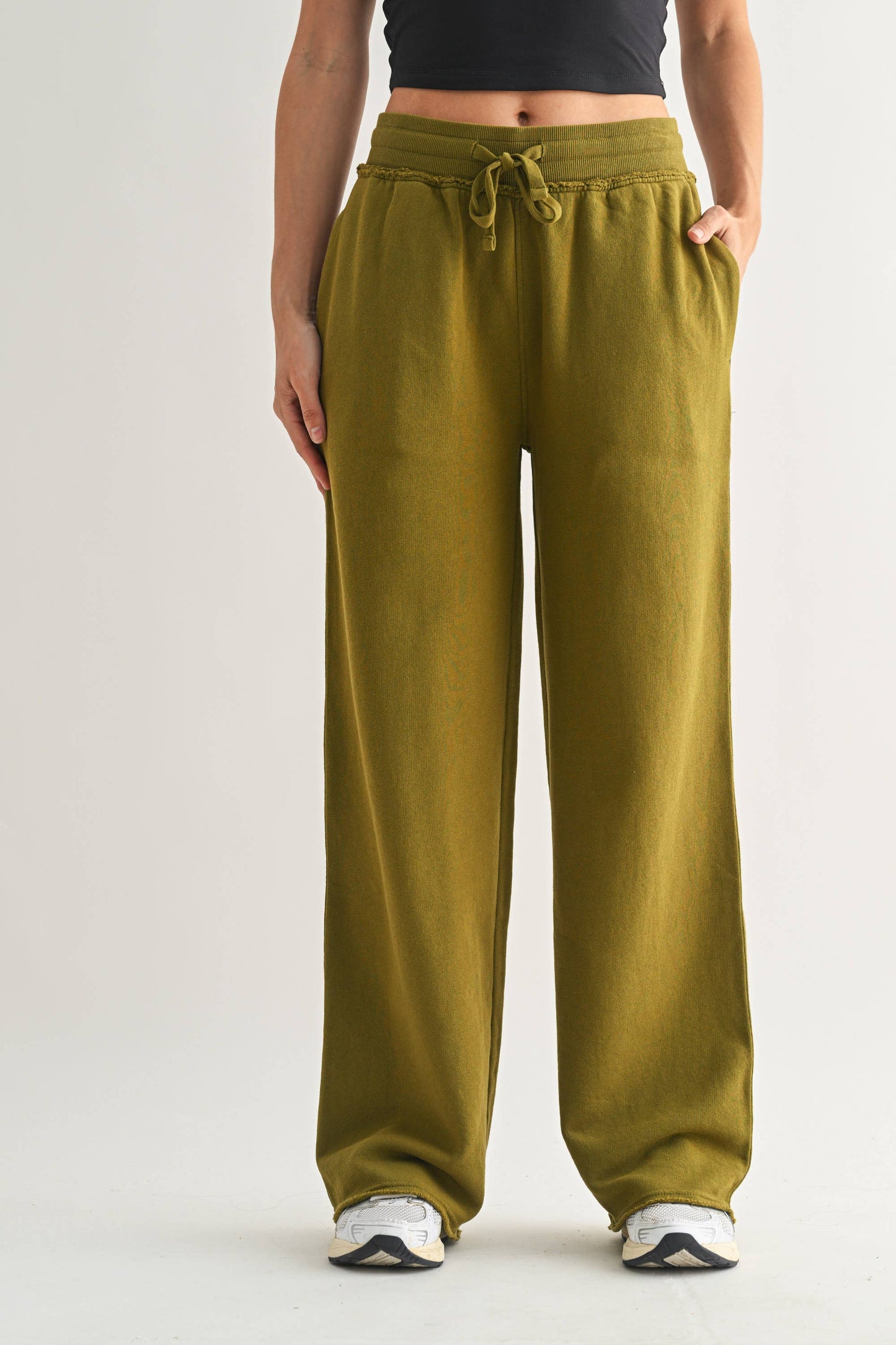 Wide Leg Cotton Core Pants: Black / S:M:L (2:2:2)