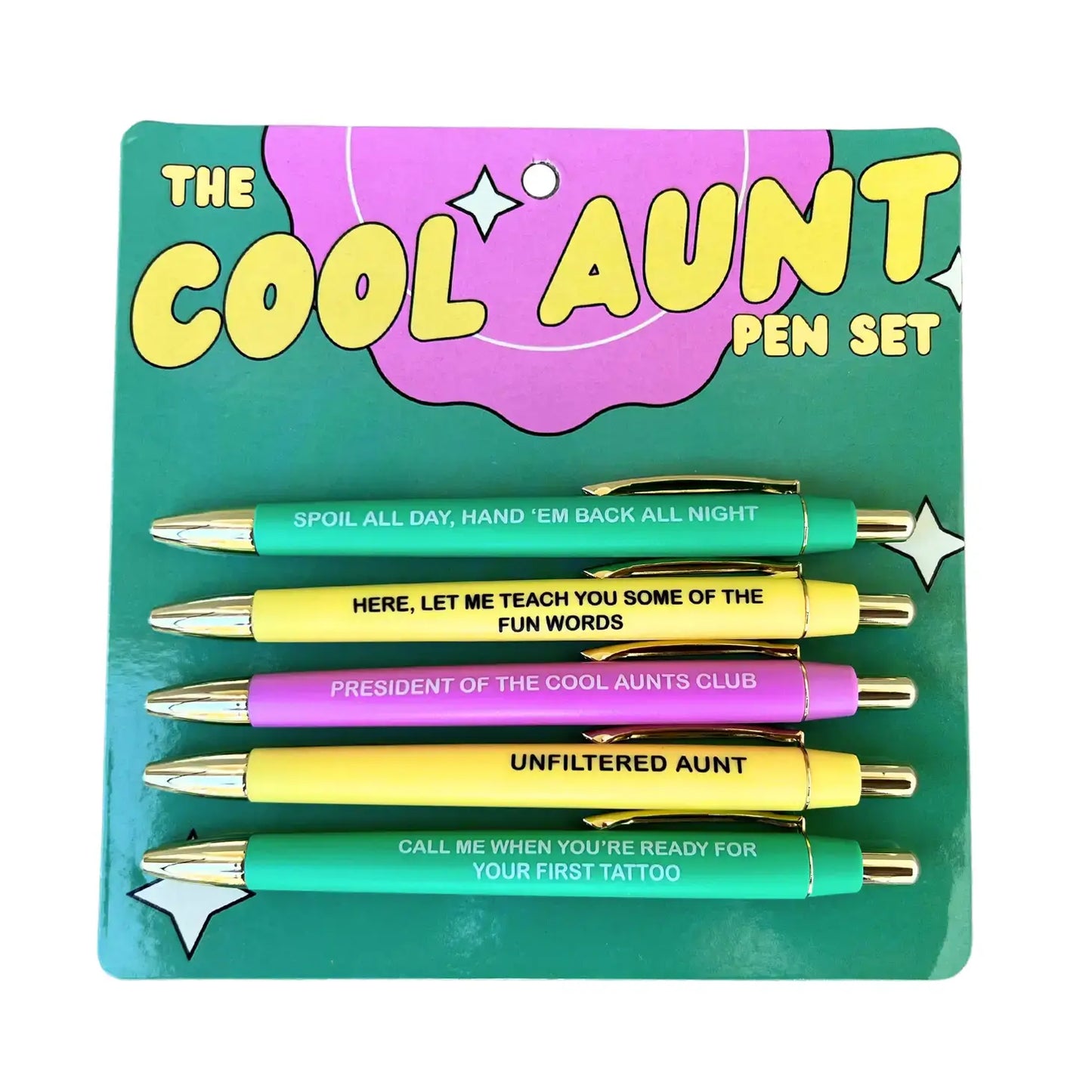 Cool Aunt Pen Set (funny, gift, family, mothers day, pens, stationery)
