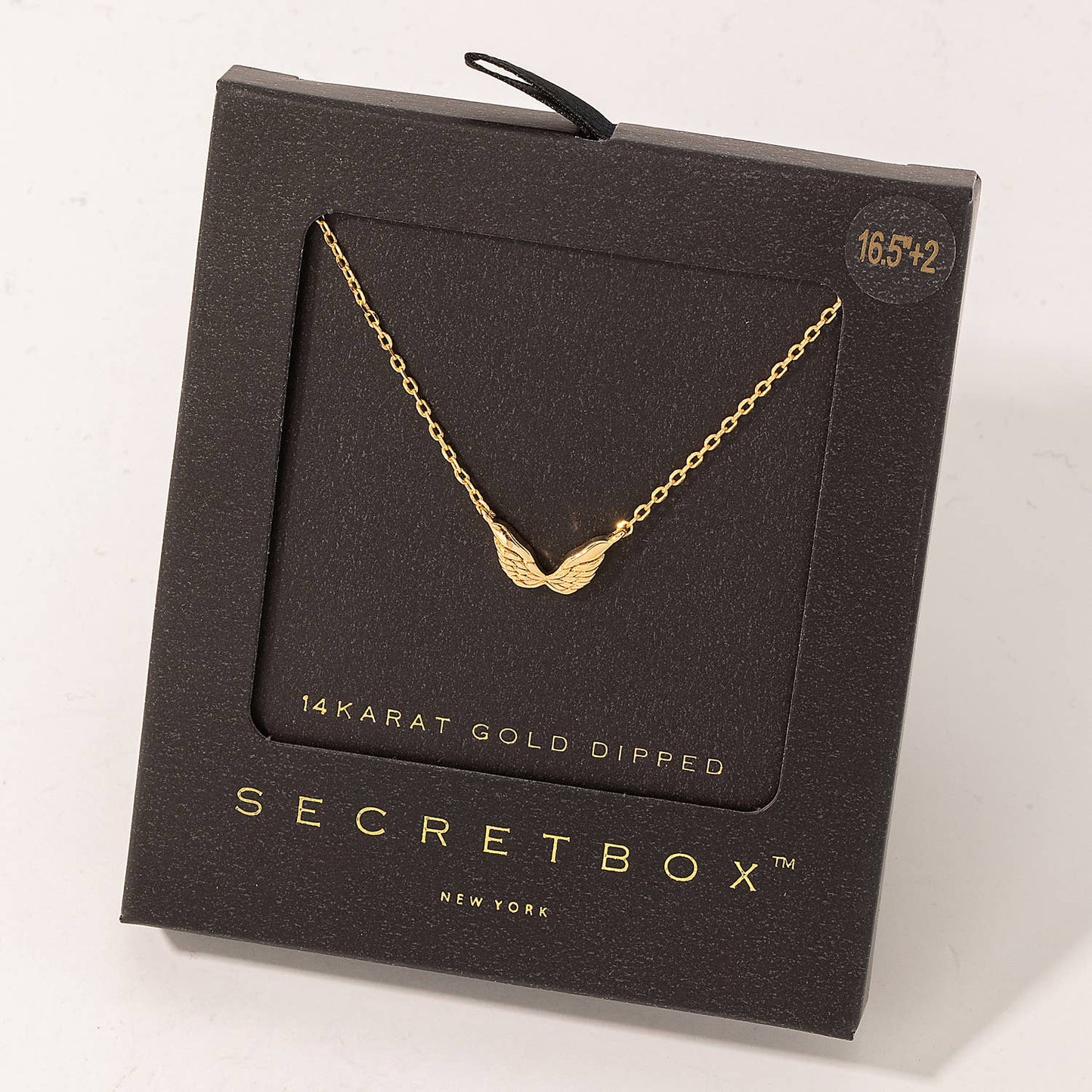 Secret Box Mini Angel Wings Charm Necklace: WG