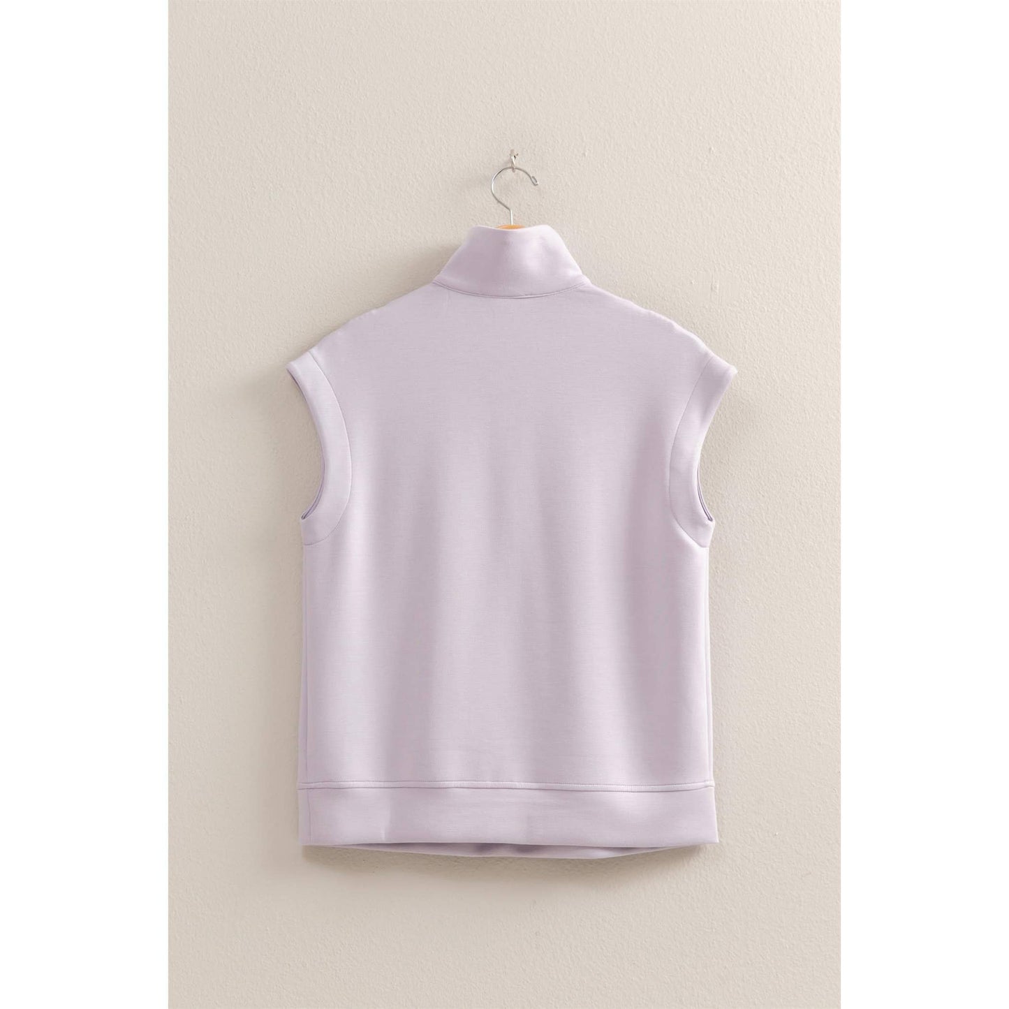 DZ25C571-Mock Neck Half Zip Up Sleeveless Top: BLACK / S-M-L(2-2-2)