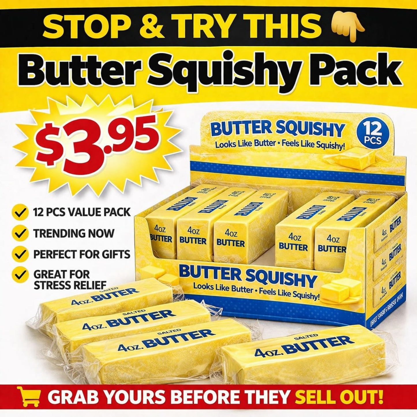 Butter Squishy – Viral “Looks Like Butter” Stress Relief Toy