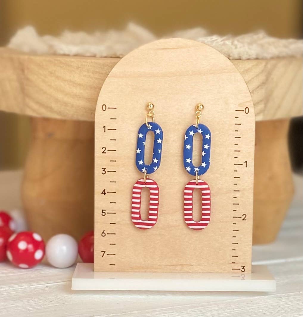 Red, White & Blue Clay Earrings: Star Studs