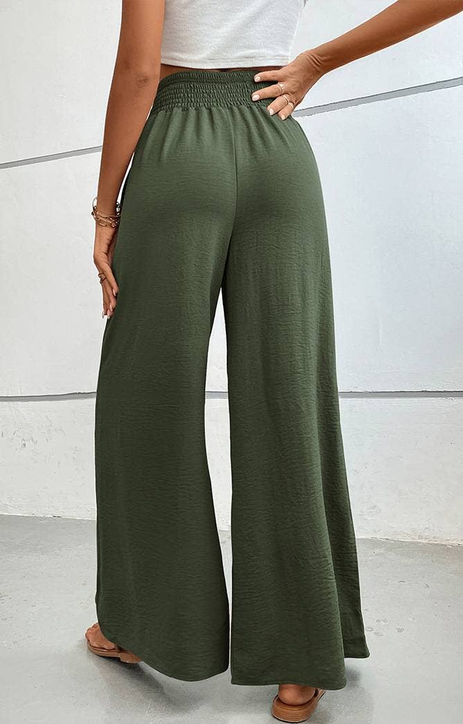 Simple Flared Wide-Leg Pants: Black / XL