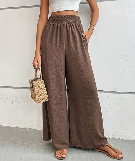 Simple Flared Wide-Leg Pants: Black / S