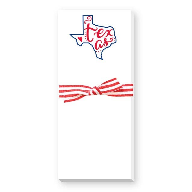HAND LETTERED STATE SKINNIE NOTEPAD: BLACK WITH RED STATE