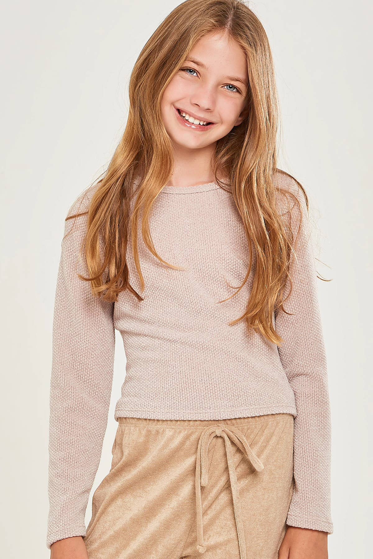 Self-Tie Open Back Chunky Knit Sweater: MAUVE / M
