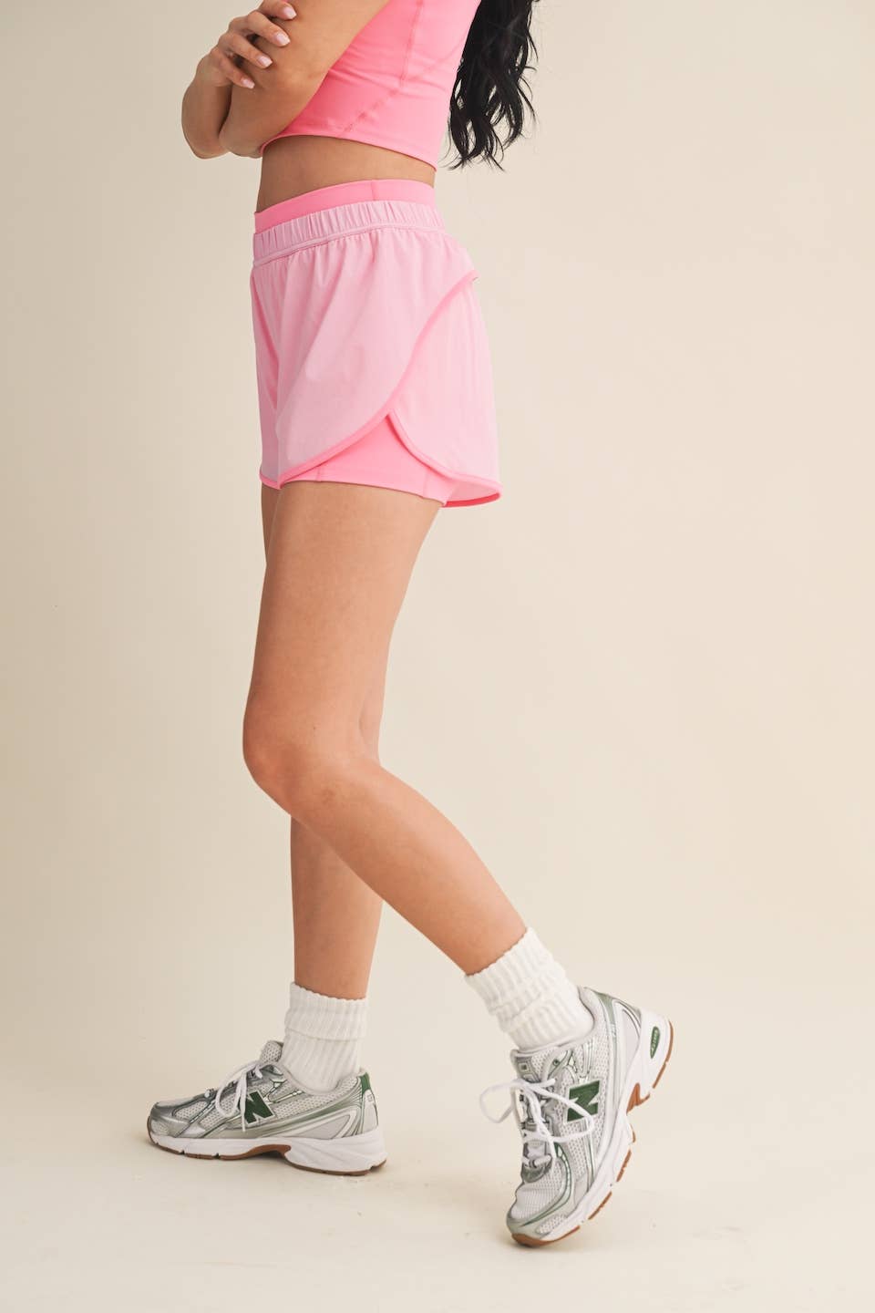 Double Layer Nylon Shorts: Pink / S