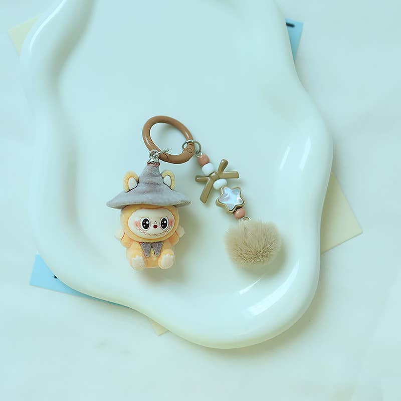 Velvet Wizard Labubu Doll Keychain: Darkblue / M