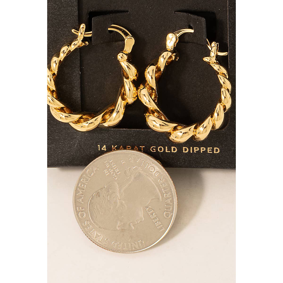 Secret Box Metallic Braided Hoop Earrings: GD