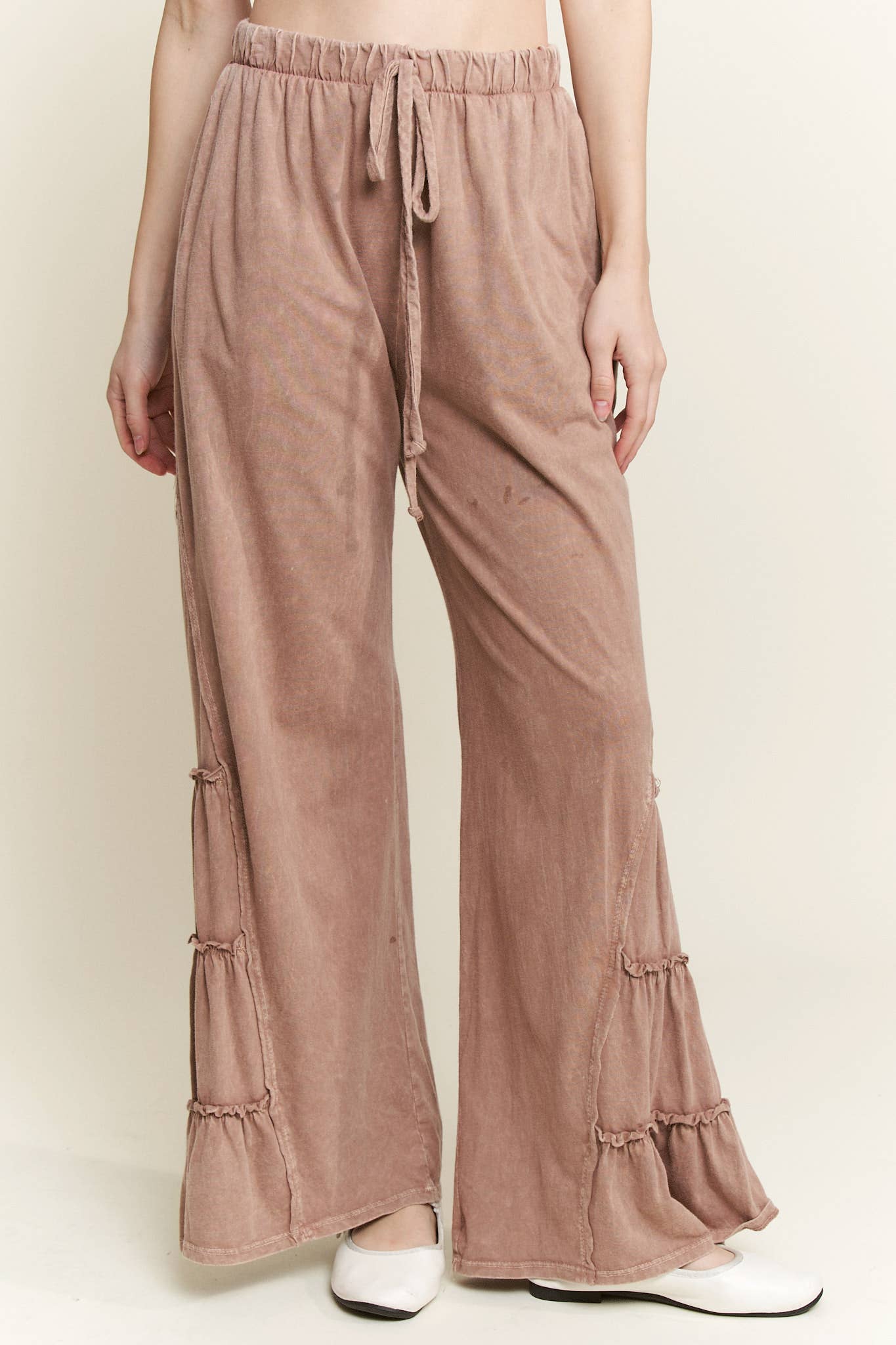 MineralWash SideRuffle Flare pants HP5881.: Silver Grey / S-M-L / 2-2-2