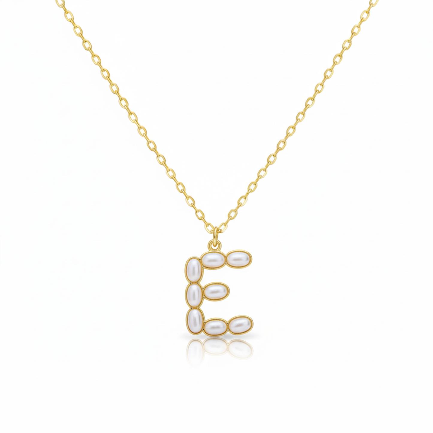 Pearl Mosaic Initial Pendant Necklace: C