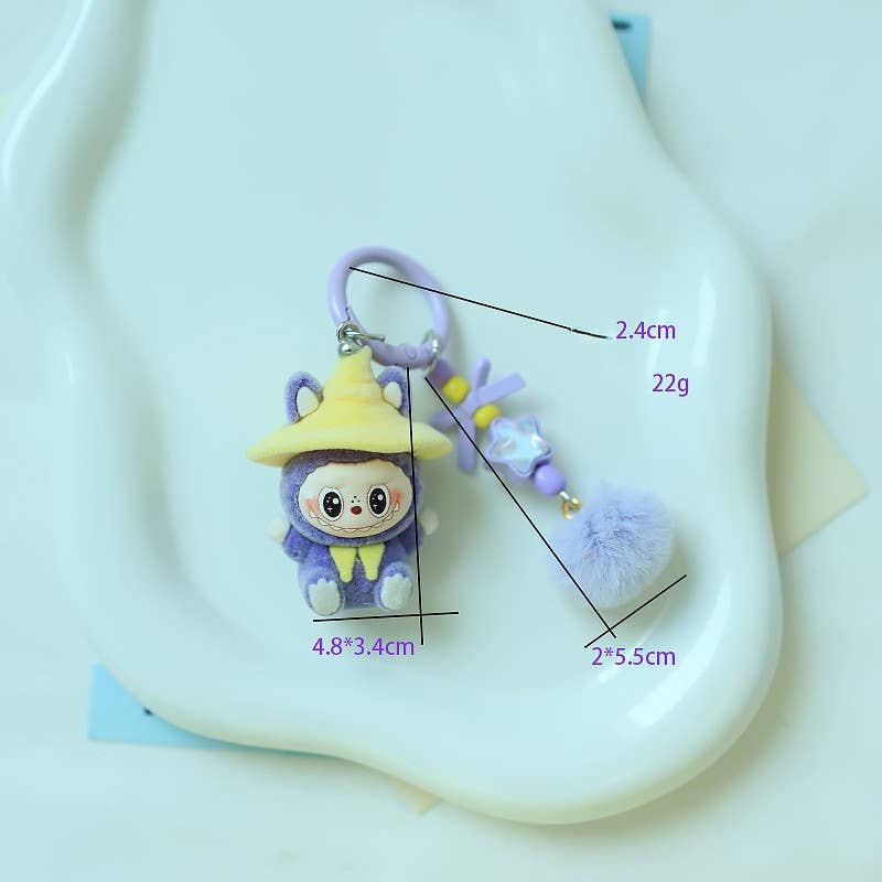 Velvet Wizard Labubu Doll Keychain: Darkblue / M