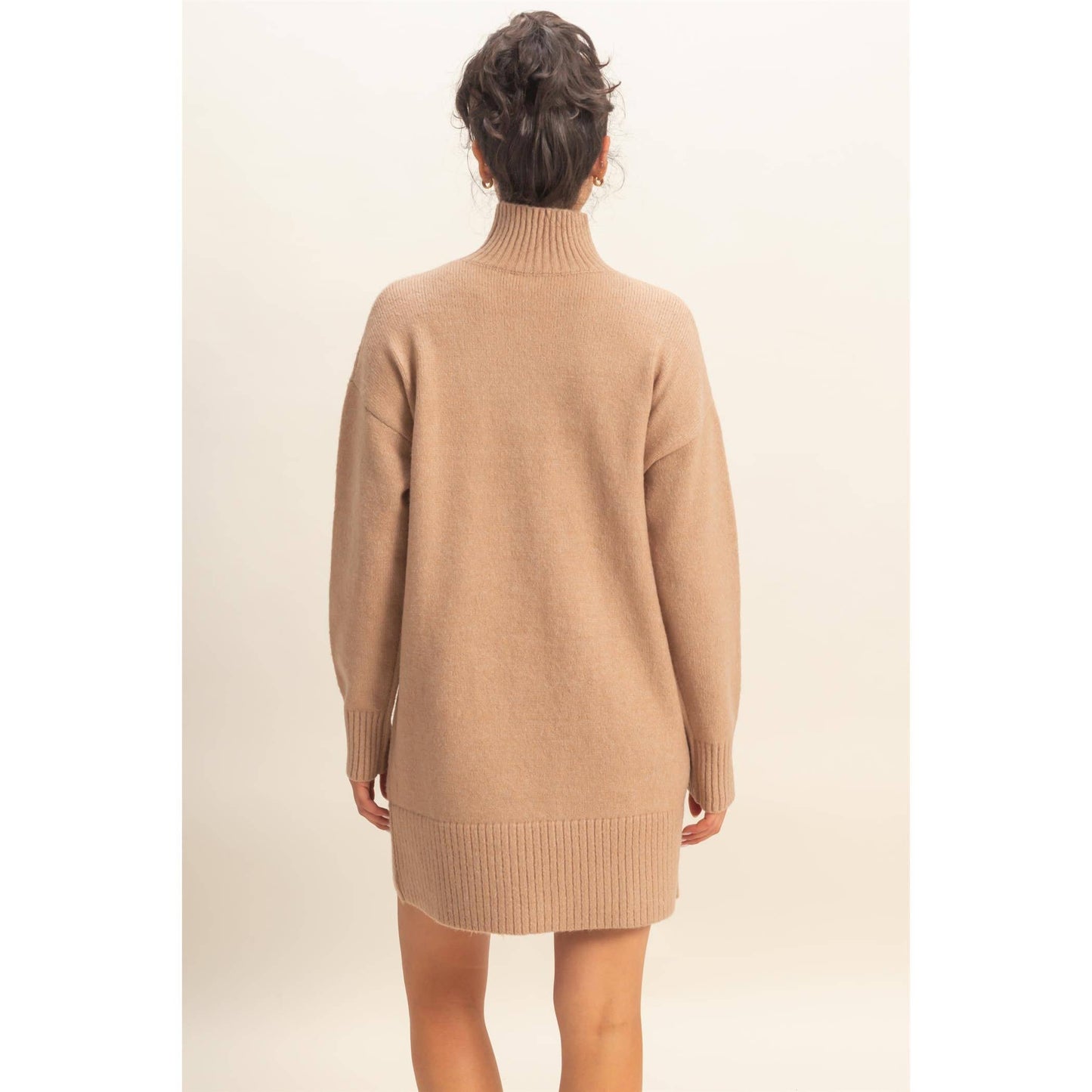 High Neck Sweater Mini Dress: BLACK / S-M-L(2-2-2)