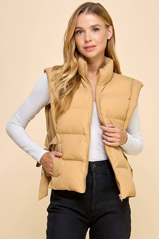 CV1231-Zipper Front Puffer Vest: KELLY GREEN / M