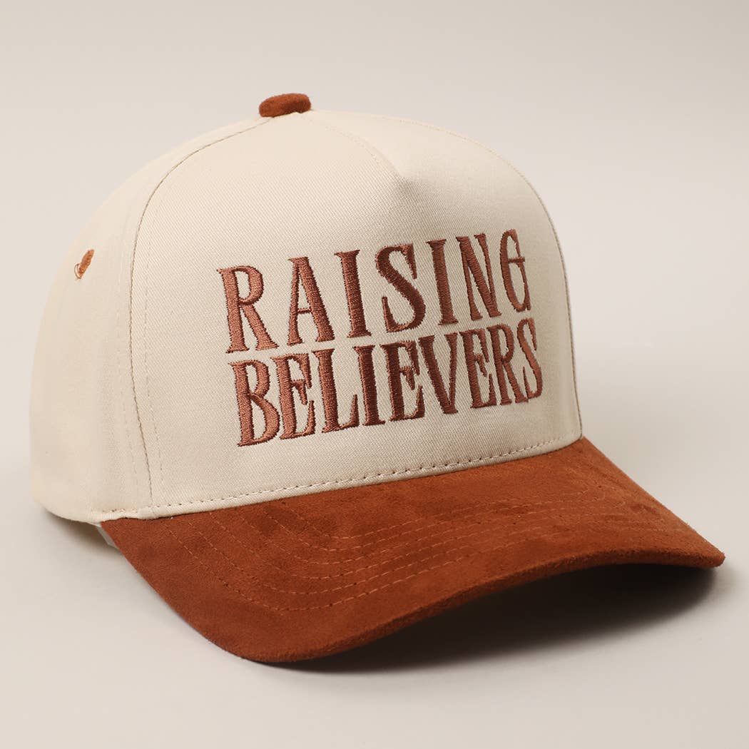 RAISING BELIEVERS Suede Two-Tone Trucker Hat: BLK / One Size