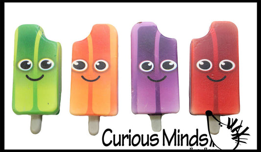 1 Squishy Slow Rise Popsicle with Face -  Scented Sensory, S