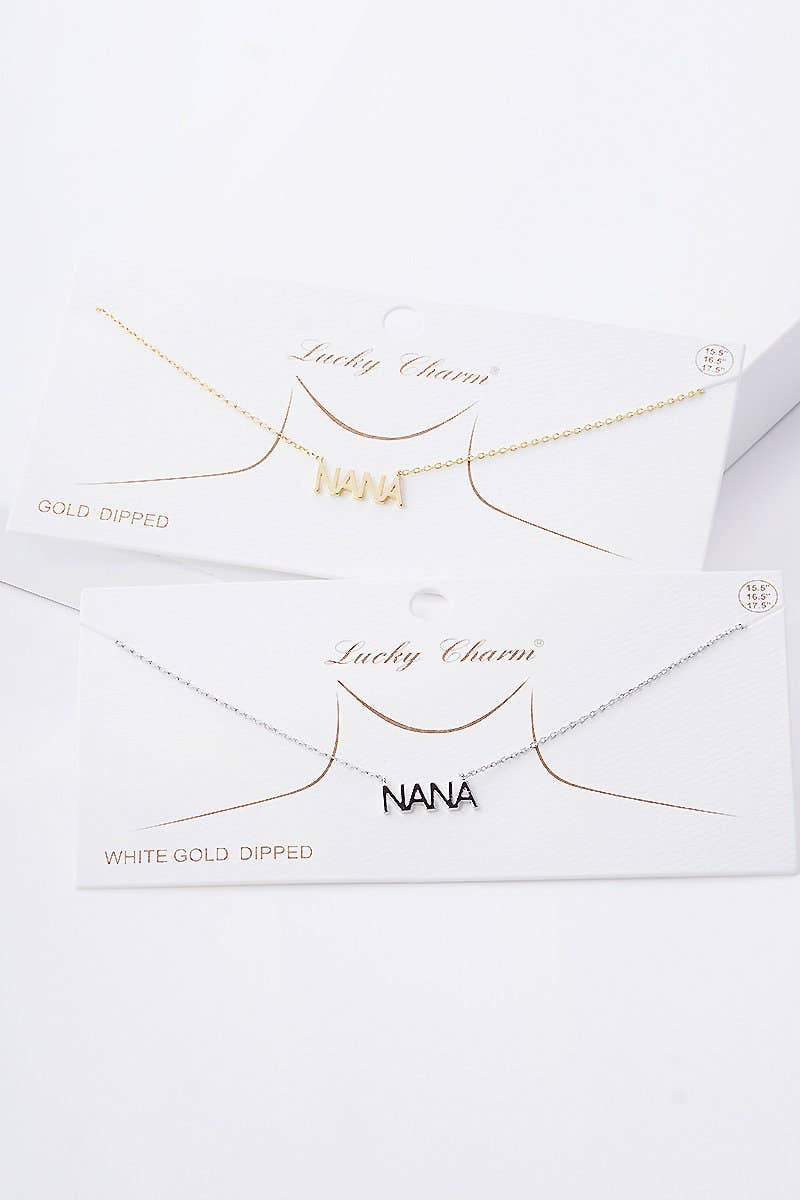 Gold Plated Bold Letter NANA Necklace: Gold
