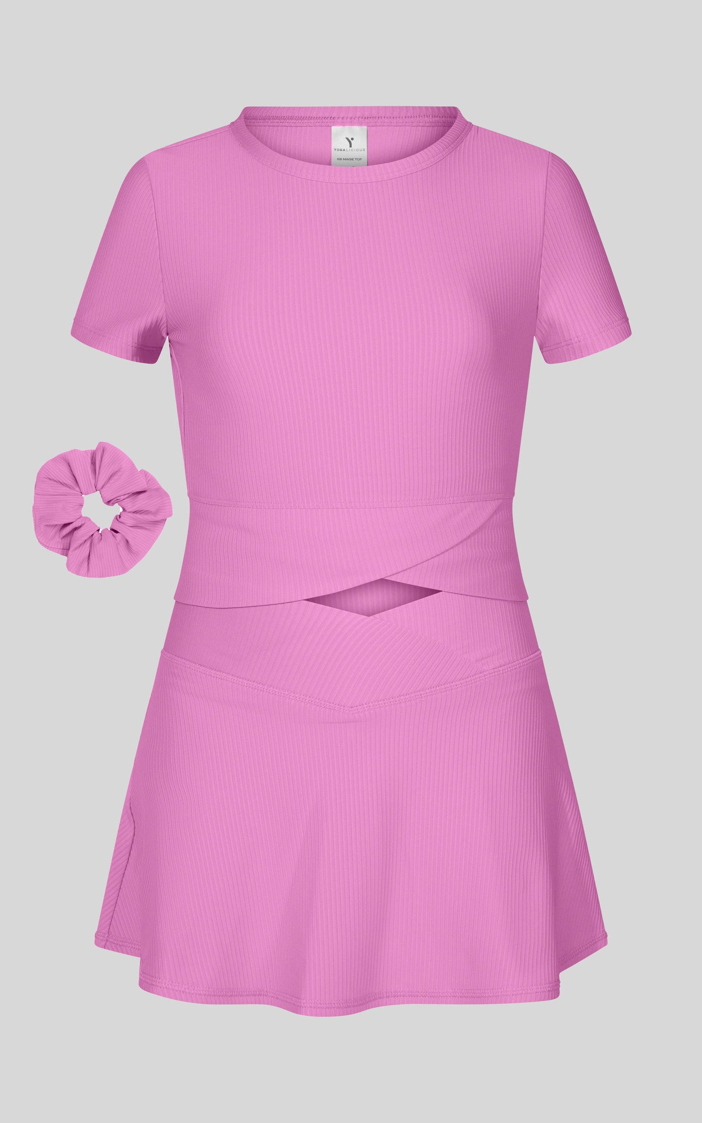Little Girl Rib Marie Crossover Top and Skort Set: POWDER BLUE