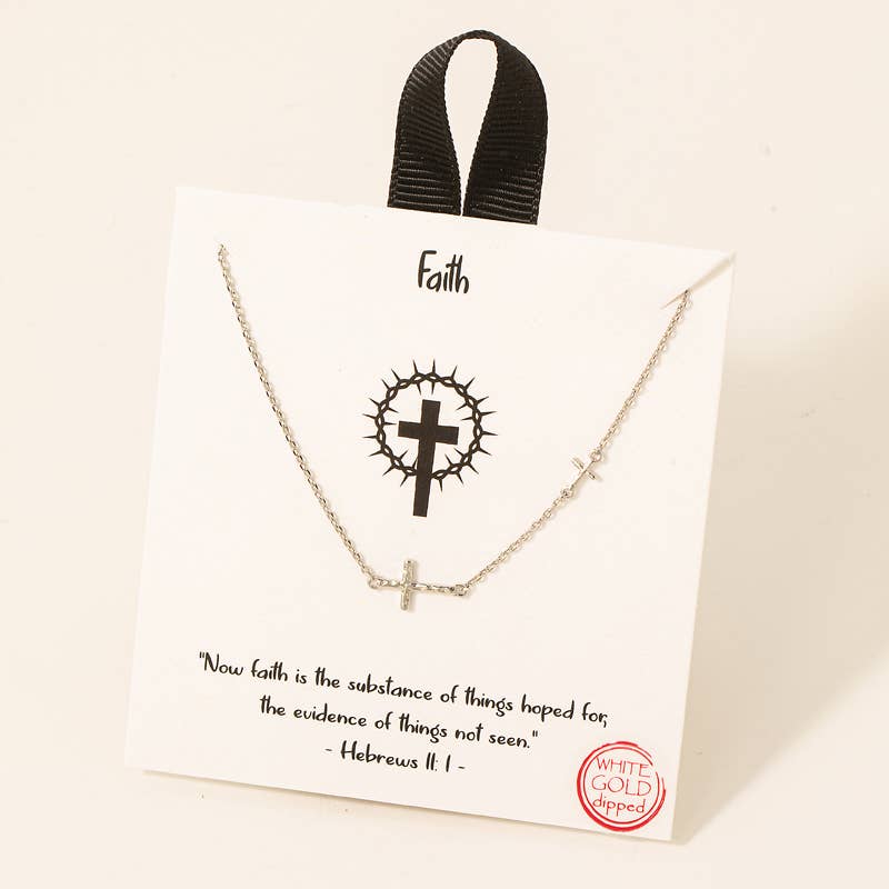 Gold Dipped Dented Cross Pendant Necklace: G
