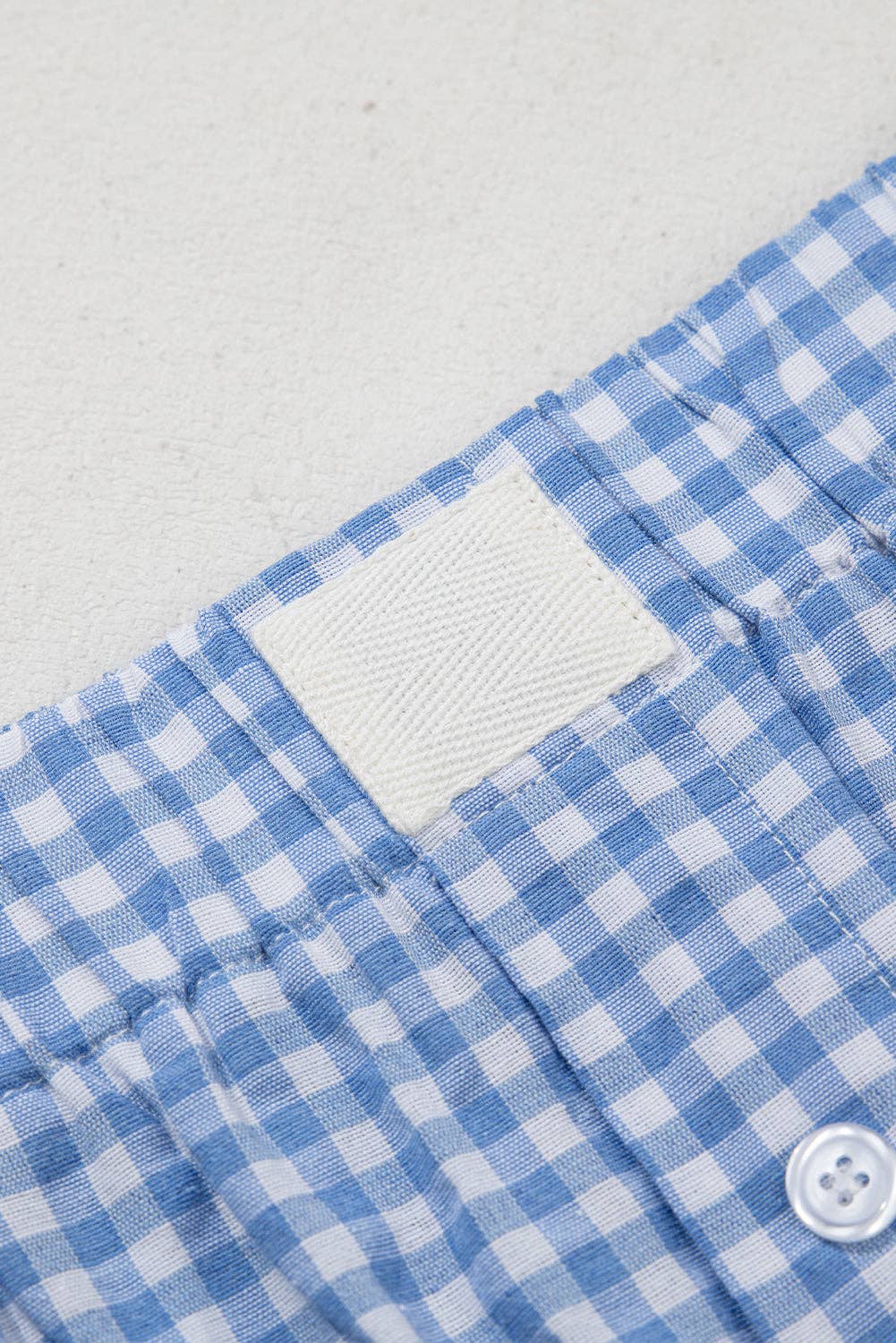 Red Gingham High Waisted Elastic Waist Summer Shorts: Red Stripe / 100%Polyester / M
