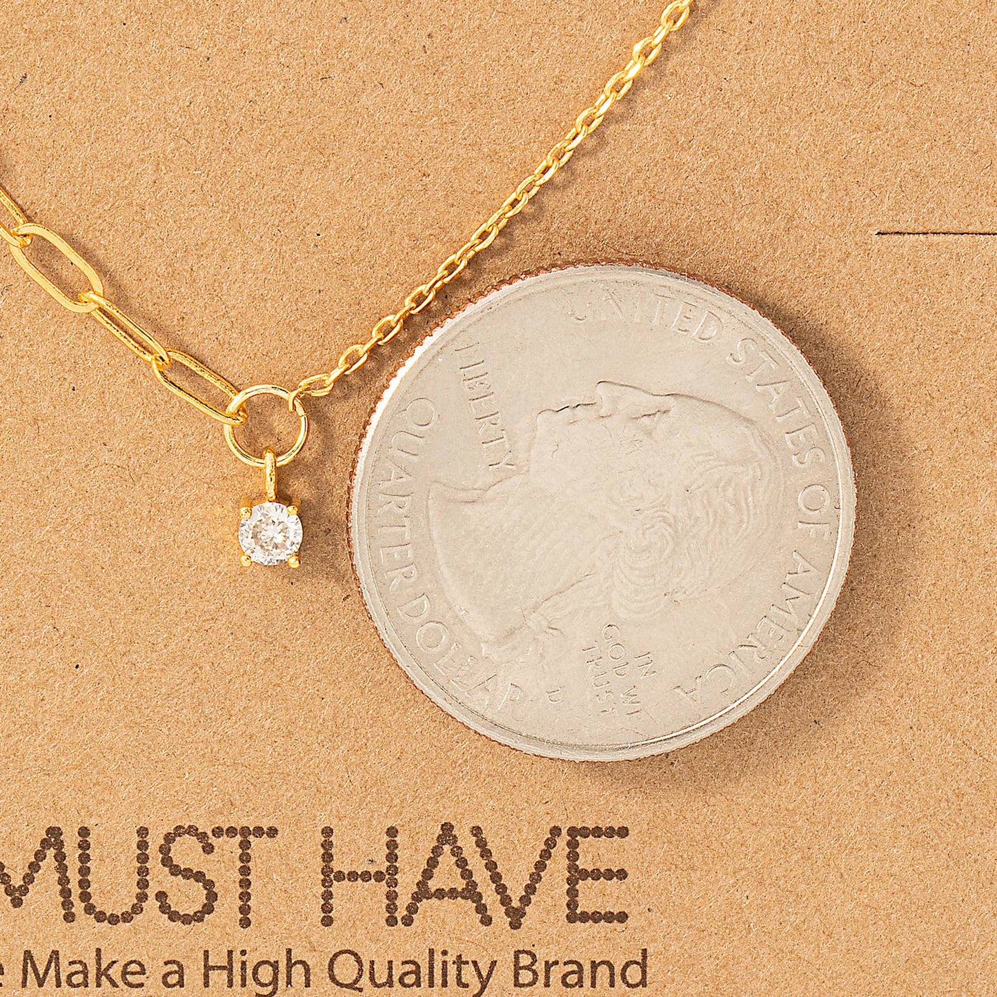 Chain Link Rhinestone Stud Charm Necklace: G