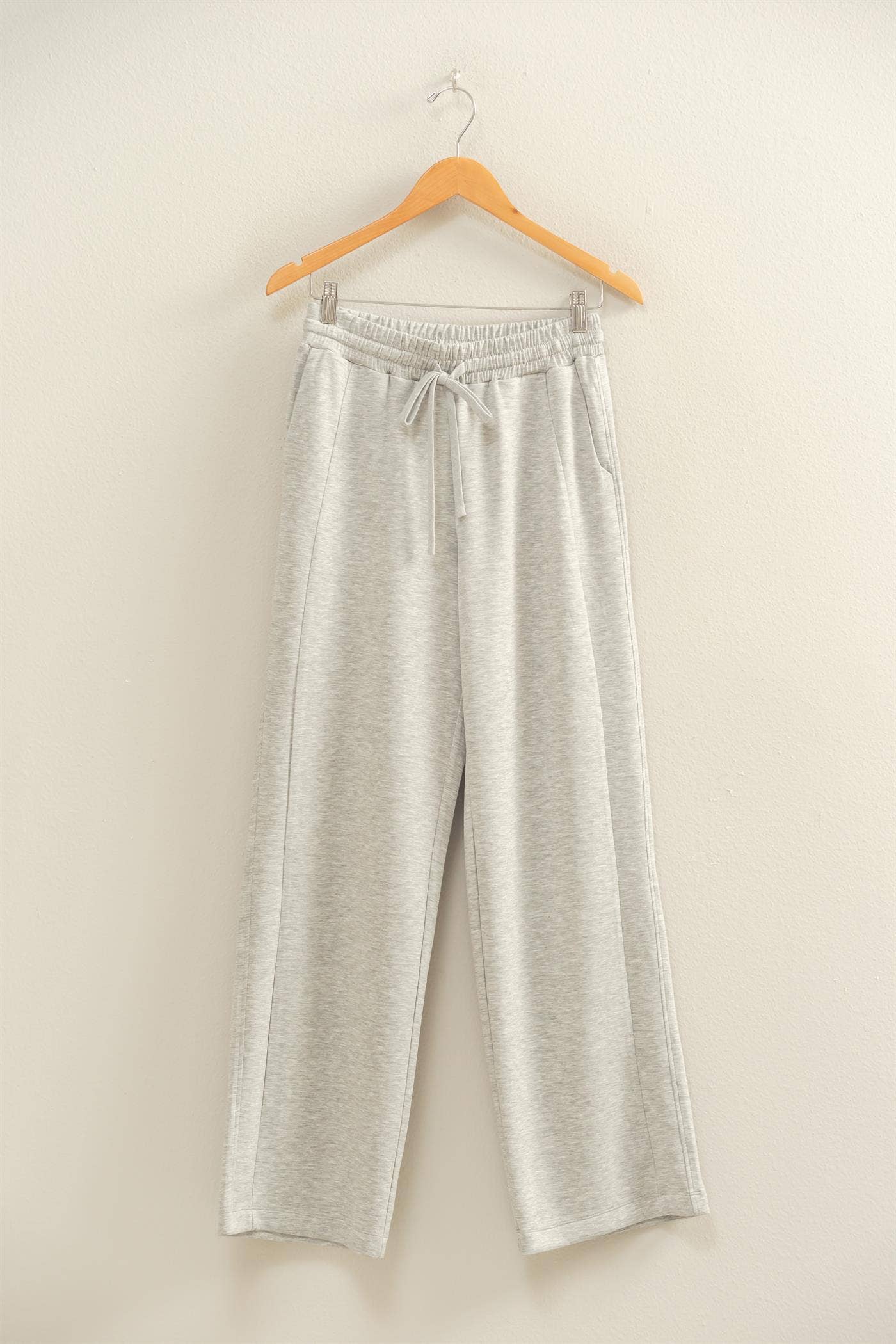 Scuba High-Waist Wide-Leg Drawstring Sweatpants: DEEP GREEN / S-M-L(2-2-2)