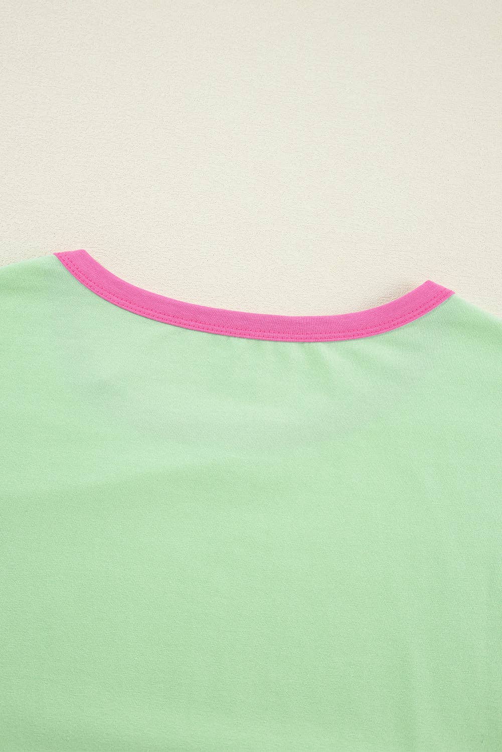 Dark Blue Colorblock Patchwork Long Sleeve Loose Top: Green / 95%Cotton+5%Elastane / M