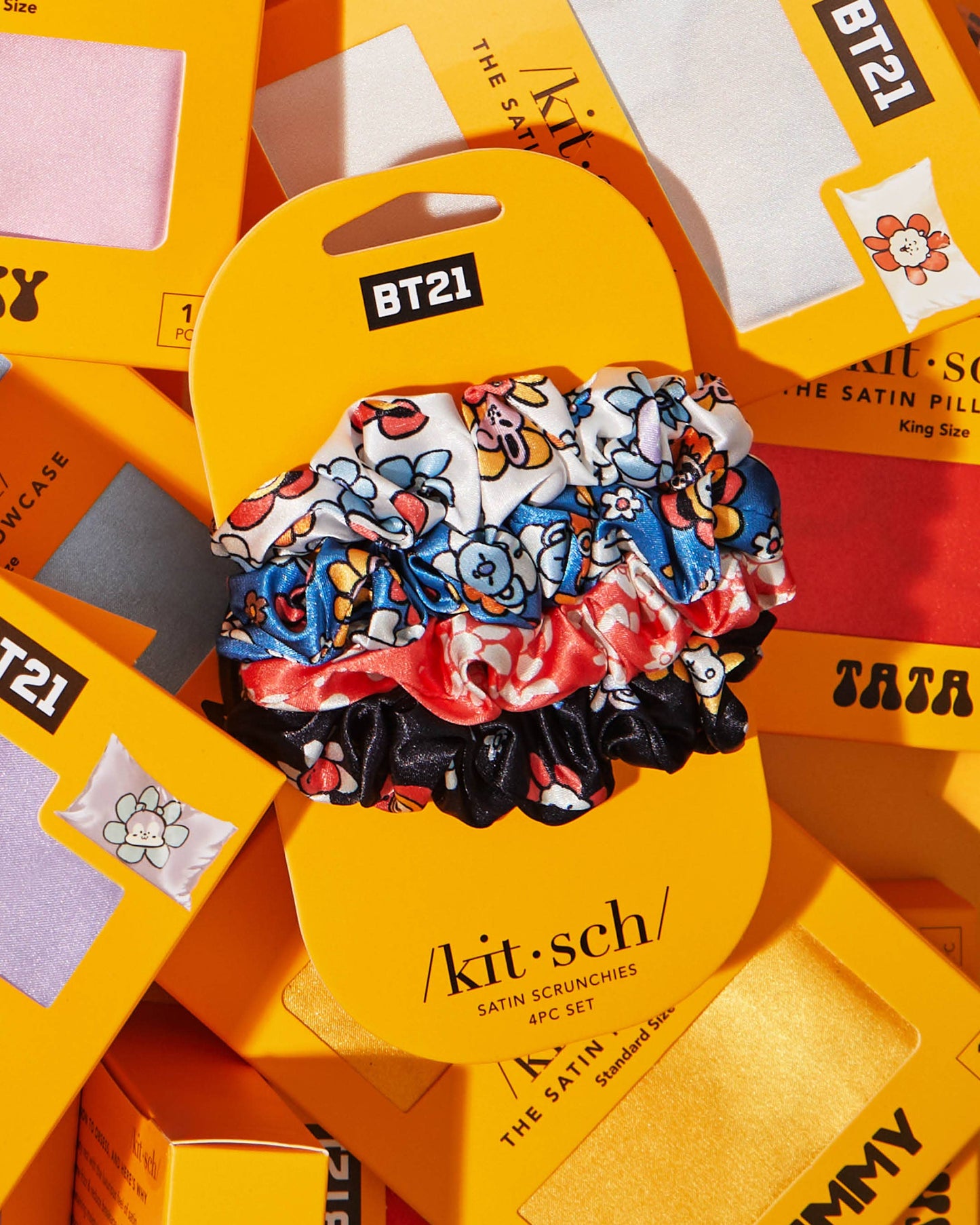 BT21 x Kitsch  Satin Sleep Scrunchies 4pc Set