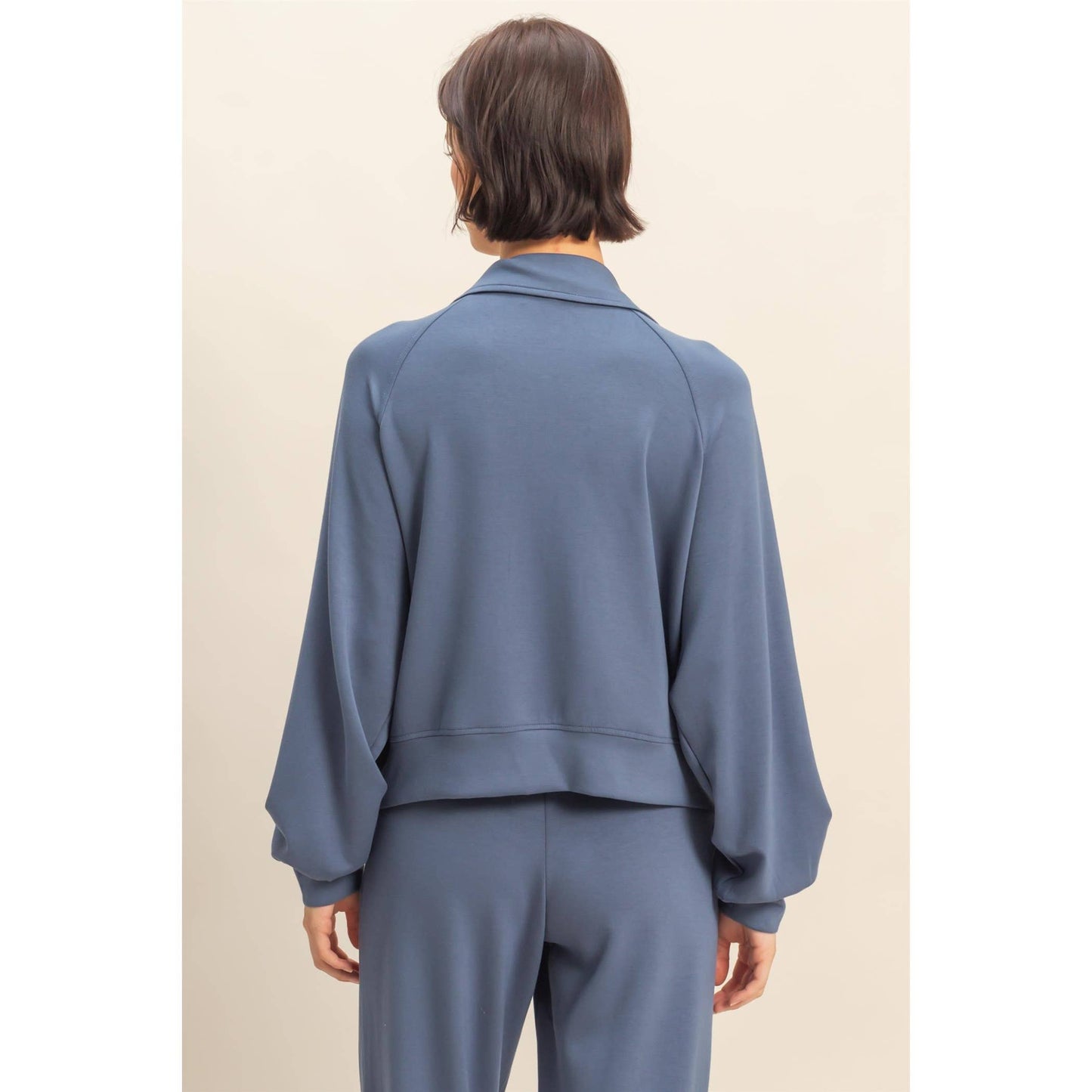 Scuba Half Zip-Up High Neck Collar Sweatshirt: DEEP GREEN / S-M-L(2-2-2)